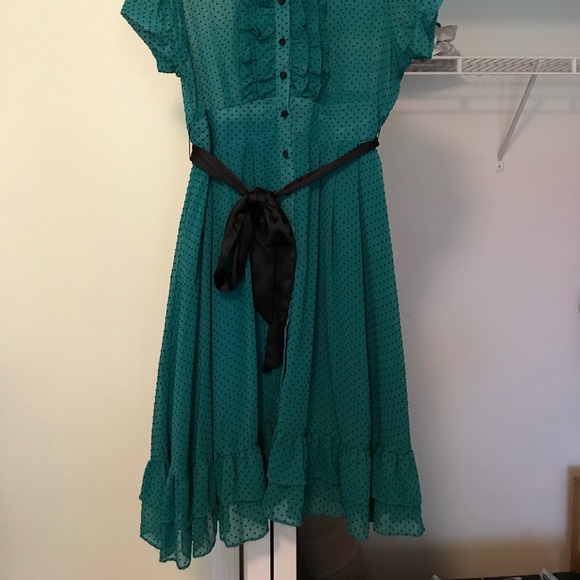 Women’s dress Teal with black polka dots - Picture 6 of 6
